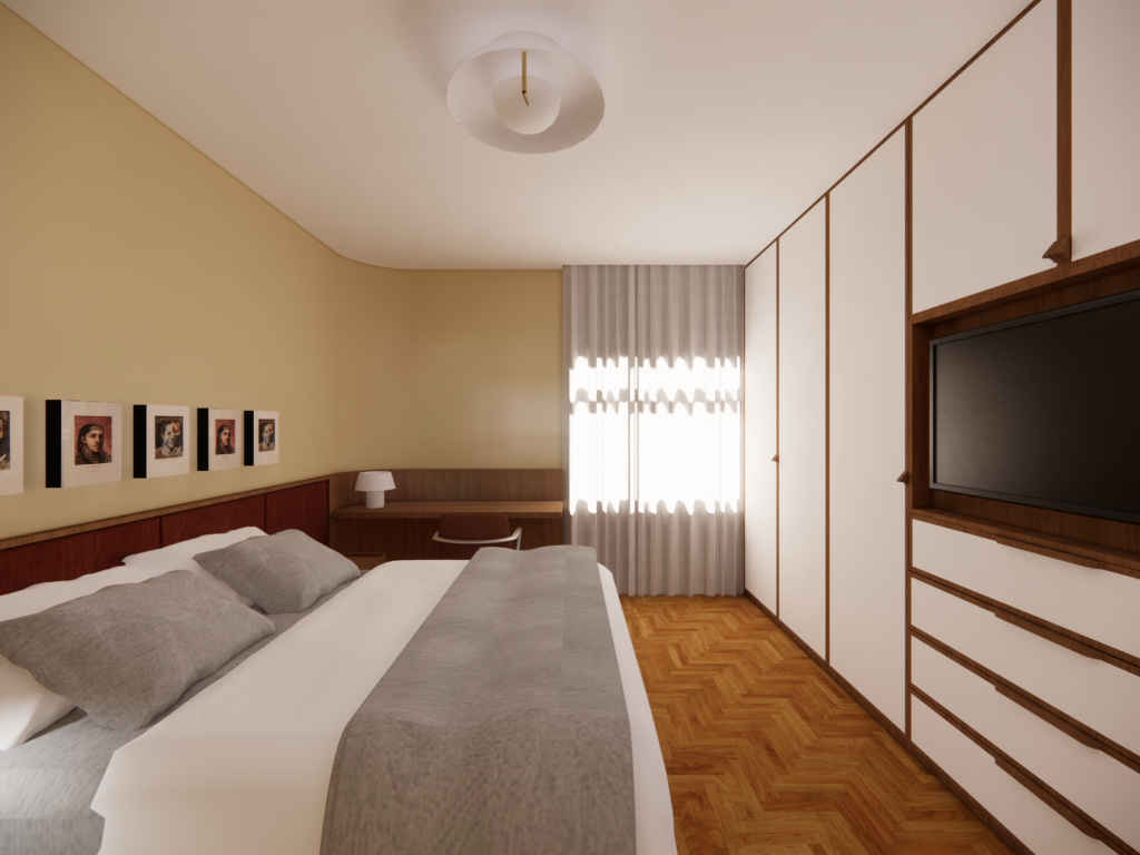 render do quarto de visitas da reforma do apartamento de alto padrão