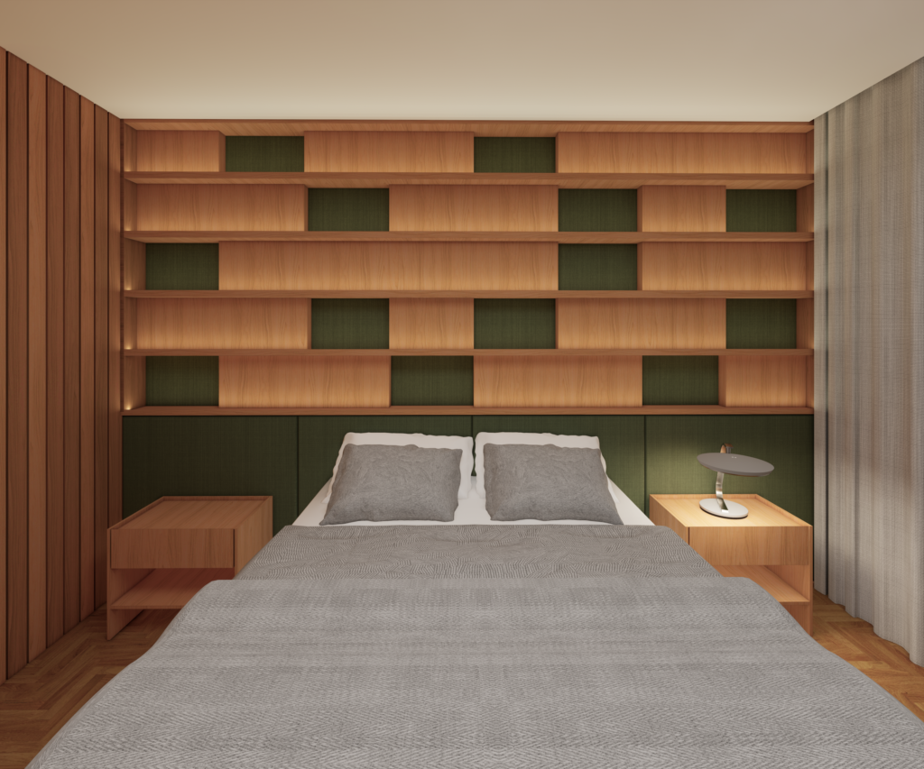 render da estante do reforma da apartamento de alto padrão